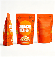 Sachet personnalisé imprimé pour pop-corn au caramel, pochette alimentaire refermable avec fermeture éclair, emballage pour snacks sucrés