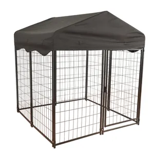 Metal Pet köpek kafesi kulübesi Run W/çatı örtüsü büyük açık sandık evi köpekler için ağır hizmet tipi