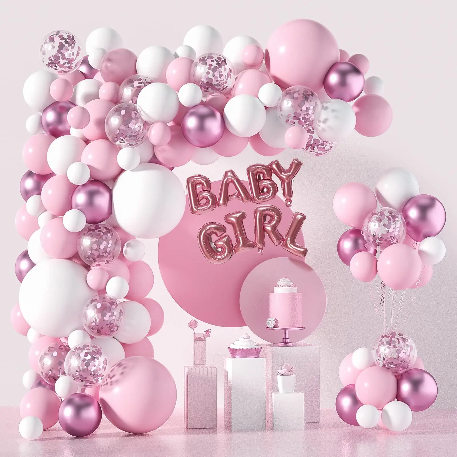 Rosa e bianco palloncino arco ghirlanda Kit palloncini per bambina palloncini per la doccia decorazioni palloncini di compleanno decorazione palloncini