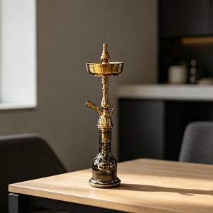 Chicha égyptienne KM <span class=keywords><strong>Khalil</strong></span> <span class=keywords><strong>Mamoon</strong></span> de grande taille, couleur dorée, technique miroir fabriquée en usine, pour voyage, fête, camping, vente en gros à prix abordable - Product Image 2