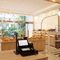 Design de restaurant moderne haut de gamme personnalisé Ensemble de meubles pour café avec éclairage LED Matériau en fer Vitrines