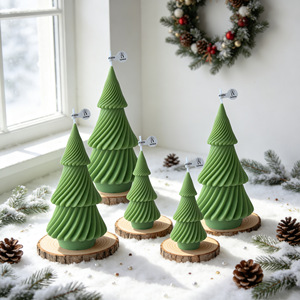 <b>Christmas</b> <b>Tree</b> Shaped Scented <b>Candle</b> Twisted Texture Aromatherapy <b>Candle</b> Home Tabletop Holiday Decorative Gift <b>Candle</b> - Product Image 1