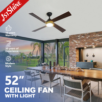 Ventilateur de plafond intelligent 1stshine 52 pouces avec commande Wi-Fi, compatible vocale, télécommande intelligente, design moderne, éclairage LED