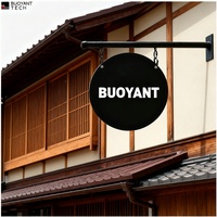 Enseigne lumineuse LED circulaire double face pour cafés, magasins, bars et restaurants – Maquette de logo de panneau de rue