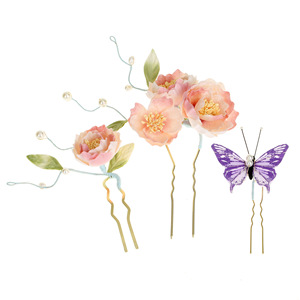 Nueva horquilla para el cabello de estilo chino con diseño floral rosa dulce para novias que usan batas de la mañana, juvenil y adecuada para el maquillaje, tradicional - Product Image 5