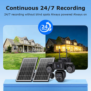 Nouvelle génération de caméras de sécurité solaires <span class=keywords><strong>2</strong></span> en 1 PIR+AOV à 4 objectifs et 4 vues, caméras PTZ 20MP, 4G SIM, plug and play, pour extérieur - Product Image 3