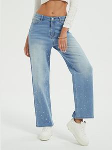 New Women's High Waist Baggy Fit Straight Leg <b>Stretch</b> <b>Denim</b> Jeans Breathable High Street Style with Loose Fit for Summer Autumn - Product Image 3