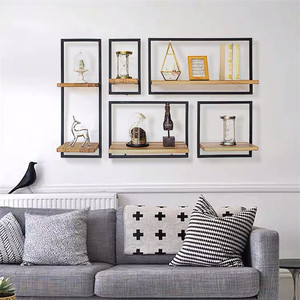 Étagère murale en bois de <span class=keywords><strong>pin</strong></span>, étagères de rangement en fil métallique, étagères flottantes en bois, accessoires de meubles muraux pour la maison - Product Image 4