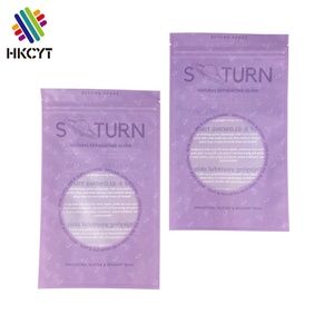 Custom Printed Flat Pouch Clear Plastic Zipper Bag Glove Packaging Three Side Seal Pouch