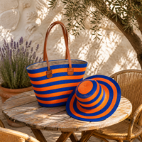 Ensemble Sac Fourre-Tout Grande Taille en Paille Fait Main et Chapeau pour Femme – Accessoire de Plage Tendance pour l'Été, Fermeture Ouverte pour les Vacances et le Bord de Mer