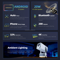 Proyector Láser Android 14 LED 2+32GB 4K Auto Keystone 1080P Portátil WIFI 3000 Lúmenes MINI Cine en Casa con Altavoz de 20W