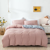 Parure de lit super confortable de style japonais en polyester épais à motif quadrillé, toucher doux, pour lit Queen et King Size