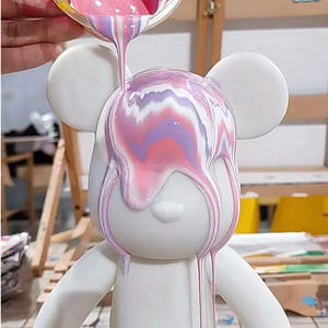 Hotsales Hucha de resina DIY con diseño de conejos y ovejas de graffiti, modelo de resina de conejo, figura de dibujos animados pintada a mano, adorno de escritorio con cuerpo blanco - Product Image 5