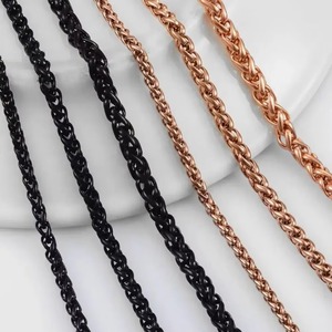 สร้อยคอสแตนเลสสตีลทรงกล่องสไตล์พังก์พื้นฐาน สีดำโรสโกลด์ กันน้ำ โซ่โลหะแข็งแรง ของขวัญเครื่องประดับสำหรับผู้ชายและผู้หญิง - Product Image 3