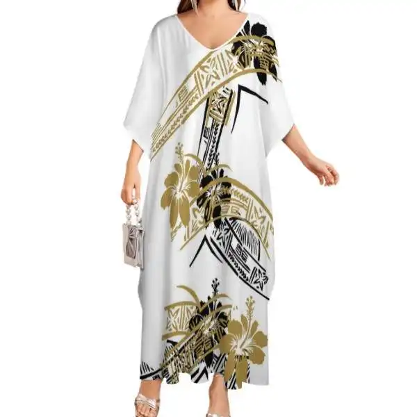 2023 New Arrival Hawaiian Tropical Style Long Poncho Dress Women's Hera Long Dress Hot Sales Casual Women Dresses