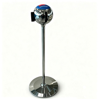 Poteau de guidage rétractable avec logo personnalisé, tête sphérique, en acier inoxydable poli miroir, pour aéroport et hôtel