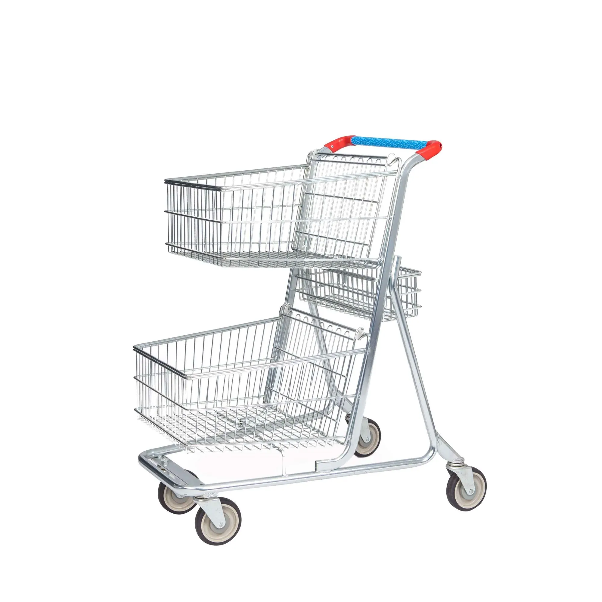 supermarket american shopping shelf folding grocery cart with swivel wheels/small trolley