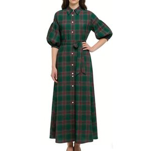 <strong>Women's</strong> Plaid Maxi Shirt Dress - Puff Sleeve Belted Button Down Casual Dress <strong>Womens</strong> <strong>Clothes</strong> <strong>Womens</strong> Dresses Sehe Fashion - Product Image 2