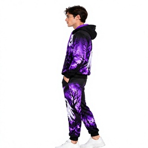 Conjunto Deportivo de Halloween para Hombre, Sudadera con Capucha y Pantalones Deportivos con Estampado Gráfico, Ropa Deportiva Informal de Forro Polar para Invierno - Product Image 1