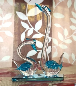 ของตกแต่งรูปหงส์คริสตัลแก้วเป่ามือ งานฝีมือ รูปปั้นสัตว์ ของตกแต่งบ้าน งานศิลปะ รุ่น 004 - Product Image 1