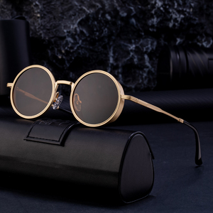 Partagas 2025 Vintage Punk-Stil Designer Sonnenbrille mit Eigenem Logo, Runder Metallrahmen, UV400 Schutz für Unisex Damen und Herren - Product Image 1