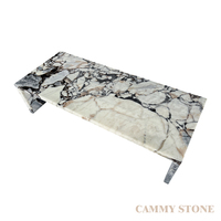 Table basse rectangulaire minimaliste en marbre Ocean Storm de Cammy Stone pour salons, salles de réception, hôtels et centres commerciaux