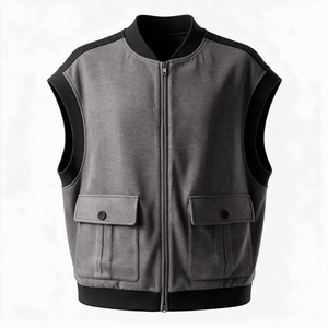 Gilet décontracté personnalisé en polaire color block pour femme, avec fermeture éclair, col montant et poches arrière matelassées - Product Image 1