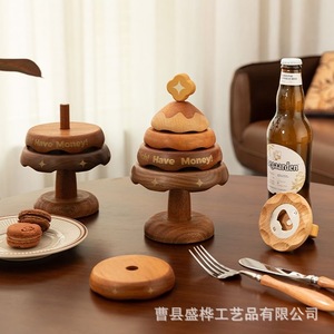 Christmas Tree Coaster <b>Wooden</b> <b>Desk</b> Decor Coffee Cup Mat Insulation Pad Holiday Ornament Shandong Made A25827 - Product Image 4