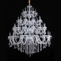 Lustre en cristal de style palais européen, éclairage suspendu à prismes de cristal multicouches pour hall d'hôtel, villa, restaurant, projet