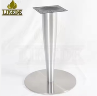 Base de table bistrot en acier inoxydable brossé à fond rond, pied conique en alliage d'aluminium brossé avec plaque supérieure en fer noir