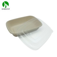 Échantillon gratuit, bols à salade en bagasse compostable à emporter, 1000 ml, boîte à lunch rectangulaire jetable, micro-ondable, étanche, pour aliments