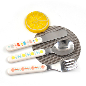Bambini riutilizzabili stoviglie in acciaio inox 18/10 bambini forchetta <span class=keywords><strong>e</strong></span> cucchiaio Set in scatola per neonati utensili per bambini posate con caso - Product Image 1