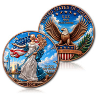 Pièce de monnaie en cuivre de 5 oz personnalisée, sélection de pièces de monnaie en cuivre de 5 oz avec motif Aigle Américain et Étoiles, pièce de monnaie de défi ronde en cuivre pur de 5 oz gravée, dans une capsule