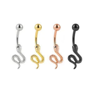 Superstar Custom G23 Titanium Externally Threaded Belly Button Ring Copper Fittings Snake-shaped Navel Body Piercing Jewelry