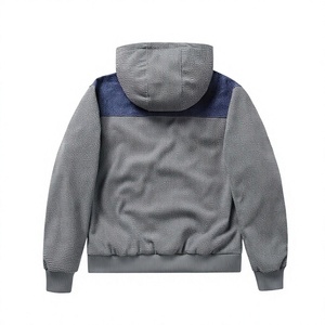 Men's Hooded Bomber Jacket Coated Corduroy Patchwork Color Blocking Waterproof Windproof Breathable Zipper Front Pockets Casual - Product Image 5