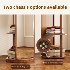 Specchio da terra in legno regolabile a 360 gradi con <span class=keywords><strong>appendiabiti</strong></span> girevole, elegante e mobile - Product Image 6