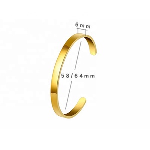 Diskon besar Gelang Bangle sederhana klasik gelang besi tahan karat 6MM Tipe C gelang terbuka untuk pria wanita - Product Image 6