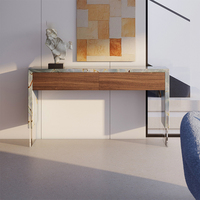 Tables consoles de style farmhouse italien moderne de luxe, plateau en marbre naturel, armoire en bois de bouleau, meubles de salon