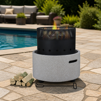 Brasero cylindrique MGO en pierre terrazzo, mobilier d'extérieur moderne, cheminée avec bûches pour jardin, terrasse, patio