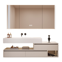 Ensemble de meubles de salle de bain personnalisable avec armoire en aluminium nid d'abeille et lavabo intégré monobloc