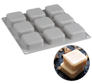 Customizable 9 Cavity <b>Square</b> Elm Pattern Silicone Soap Mold Platinum Silicone Non Stick LFGB Certified BPA Free Handmade Soap Ma - Product Image 3