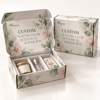 Boîte d'expédition personnalisée en carton imprimé brillant pour coffrets cadeaux e-commerce, motif botanique aquarelle