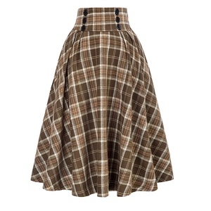 Jupes évasées rétro en tricot pour femmes, style vintage, à taille haute, respirantes, sexy, à imprimé écossais, style <span class=keywords><strong>trompette</strong></span>/sirène, sur mesure OEM - Product Image 1