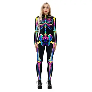 Ropa de Cosplay sexy para adultos para mujer, medias de cuerpo de manga larga impresas en 3D, ropa de Cosplay de Halloween