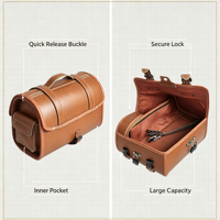 Sacoche de moto vintage en cuir marron, sacoches latérales étanches, boîte à bagages rétro pour moto et scooter