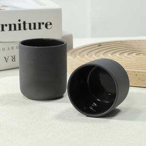 Pot à bougie cylindrique en céramique beige moderne de haute qualité, résistant à la chaleur, décoration de la maison, pot à bougie de Noël - Product Image 3