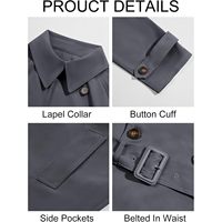 Manteau long en laine léger et uni pour homme 2025, sans capuche, décontracté, croisé, à revers, ceinturé, coupe-vent