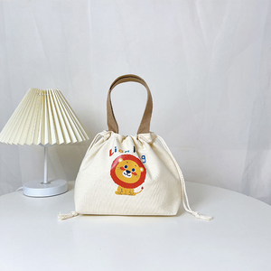 Bolsa de Lona de Algodón Reutilizable, Resistente y Ecológica, con Cordón, para Almacenamiento de Loncheras Bento, con Logotipo Personalizado al por Mayor - Product Image 3