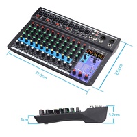 TEYUN Console audio DJ numérique professionnelle 12 voies Carte son et microphone avec diffusion en direct pour ordinateurs en métal