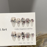 Ongles press-on faits main à pois nude, faux ongles personnalisés avec strass scintillants, capsules d'ongles artificielles, faux ongles